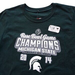 Michigan State Rose Bowl 2014 Cotton Large Men T Shirt Green Short Sleeve Colleg